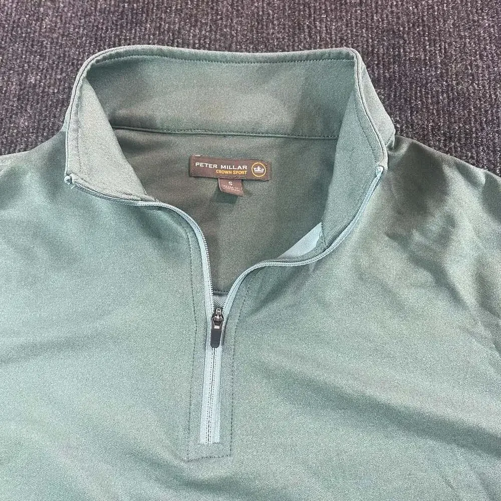 Peter Millar Crown Sport Men's Green Quarter-Zip Pullover Size S